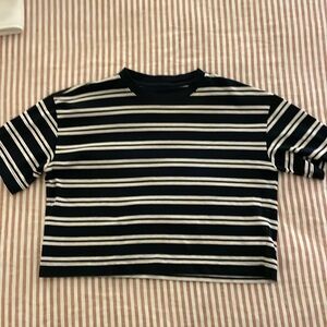 Everlane cropped stripe t shirt navy